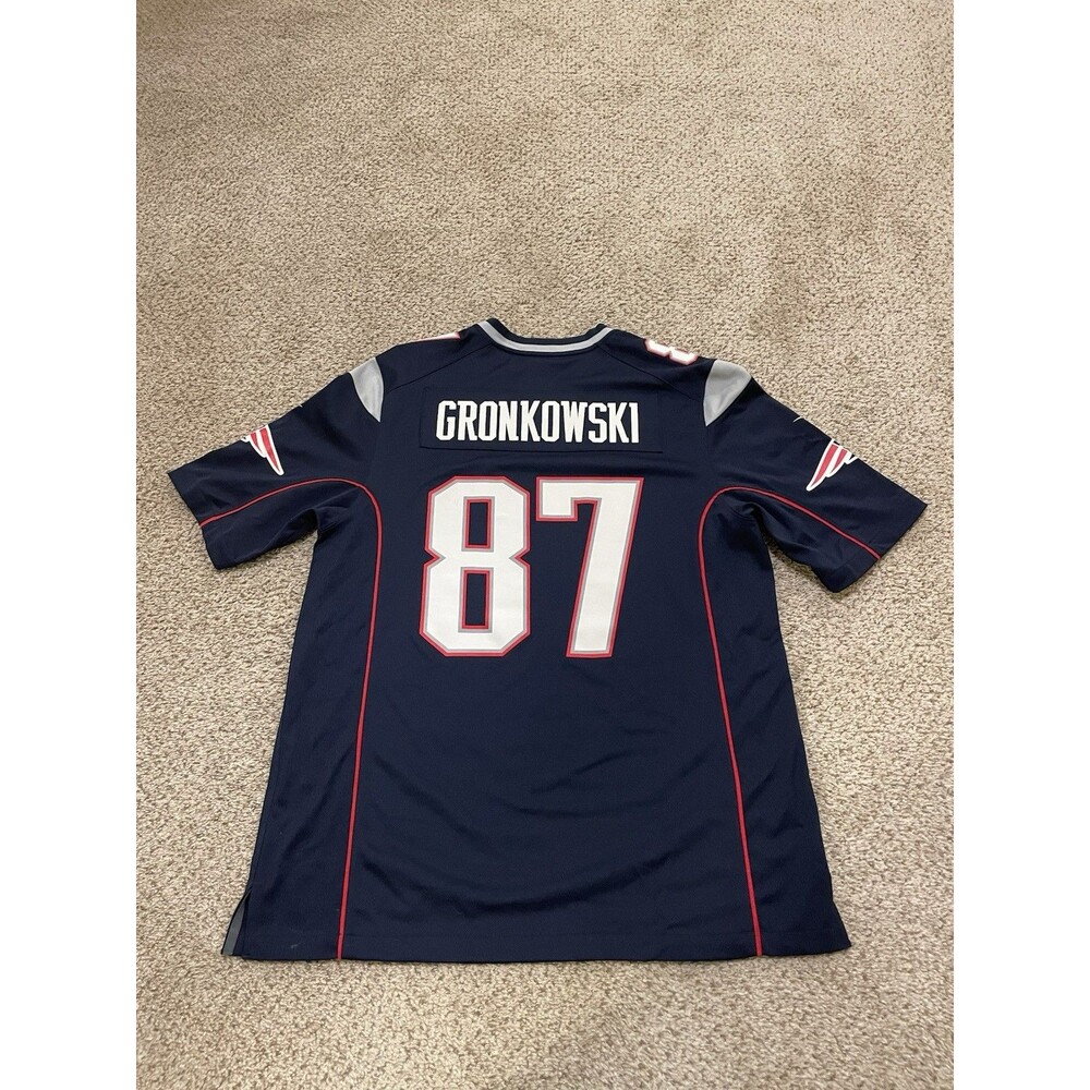 NIKE ON FIELD NFL PATRIOTS FOOTBALL JERSEY #87 GRONKOWSKI MENS L - Picture 2 of 6
